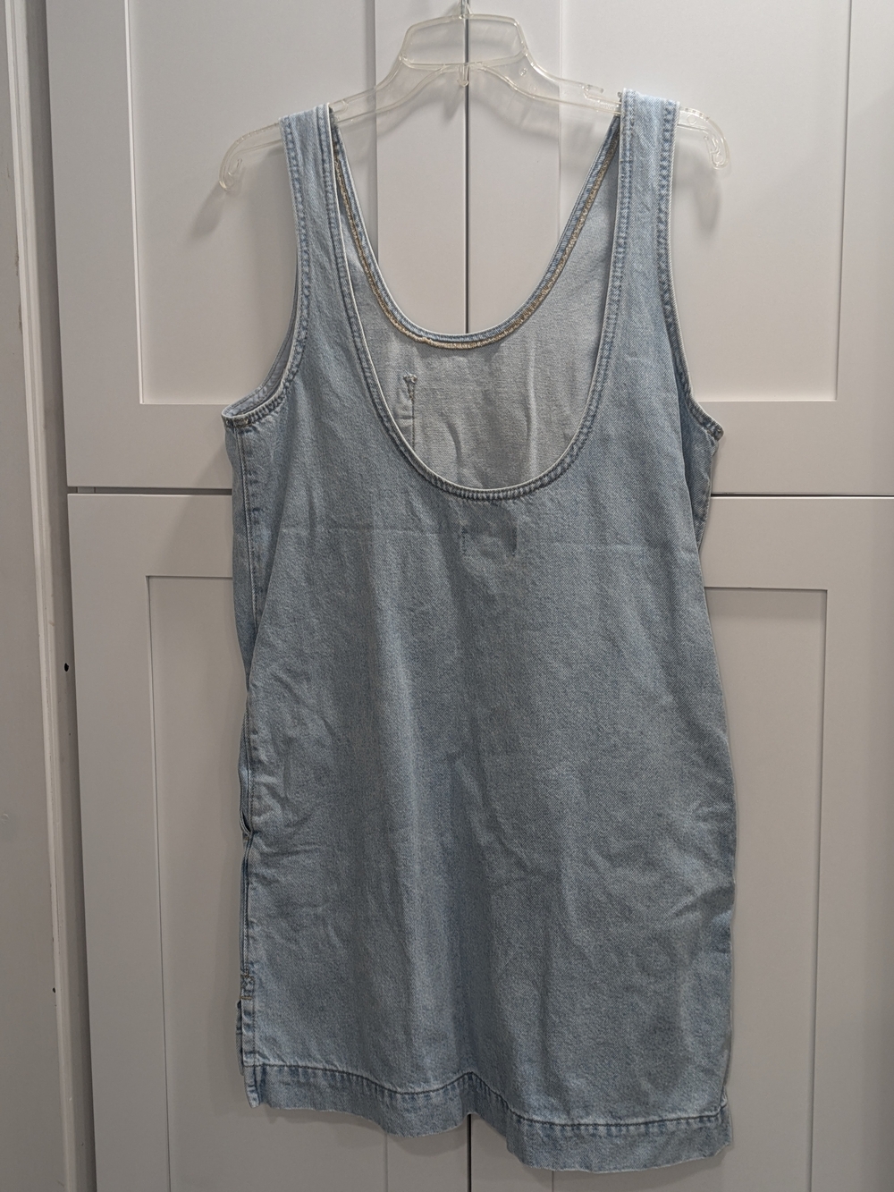 Light Wash Denim Tank Dress with Chest Pocket - Picture 7 of 7